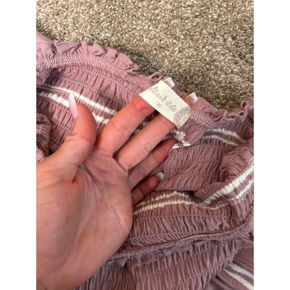 Altar'd State Strapless jumpsuit, mauve jumpsuit, smocked bodice, wide leg SZ M - Picture 4 of 10